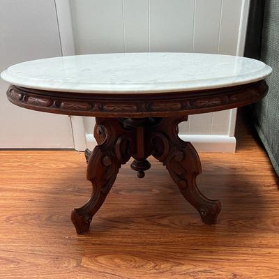 Oval Marble Top Parlor Table