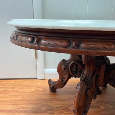 Oval Marble Top Parlor Table