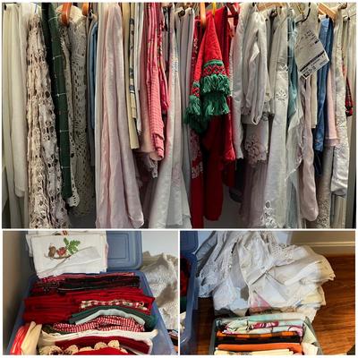 BIG Lot Vintage Contemp. Table Linens - Embroidered, Lace, Tatted