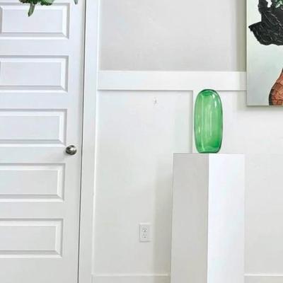 Vintage Postmodern White Laminate Square Display Pedestal Plant Stand
