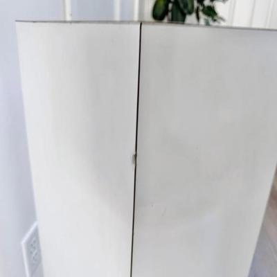 Vintage Postmodern White Laminate Square Display Pedestal Plant Stand
