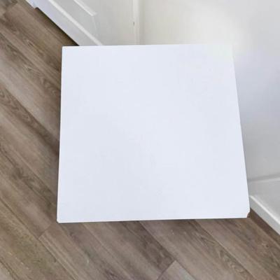 Vintage Postmodern White Laminate Square Display Pedestal Plant Stand