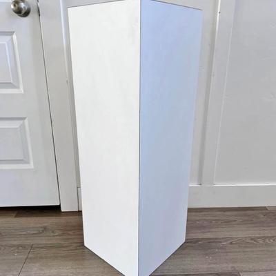 Vintage Postmodern White Laminate Square Display Pedestal Plant Stand