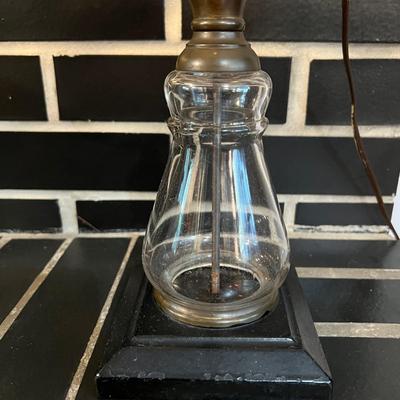 Vintage Frosted Glass Oil Lamp Converted to Electric Tabletop Lamp