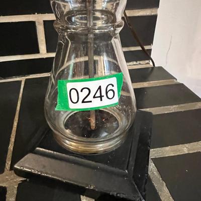 Vintage Frosted Glass Oil Lamp Converted to Electric Tabletop Lamp