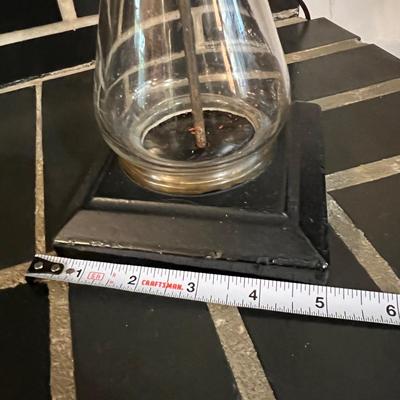 Vintage Frosted Glass Oil Lamp Converted to Electric Tabletop Lamp