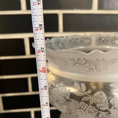 Vintage Frosted Glass Oil Lamp Converted to Electric Tabletop Lamp