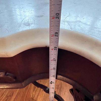 Vintage Carved Wood Marble Top Parlor Table
