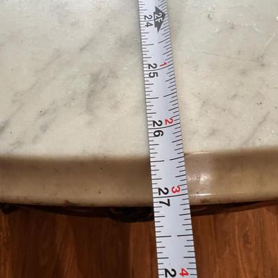 Vintage Carved Wood Marble Top Parlor Table
