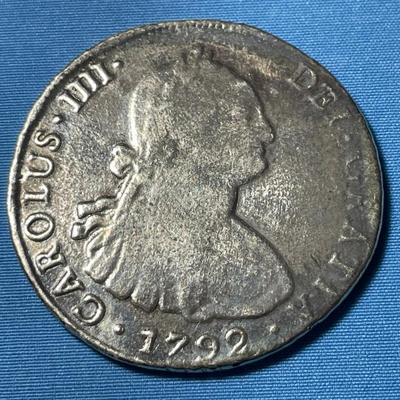 Bolivia 1792 PTS PJ 8 Reales Circulated Condition Silver Coin Preowned from an Estate as Pictured. Cleaned & Polished at One Time.