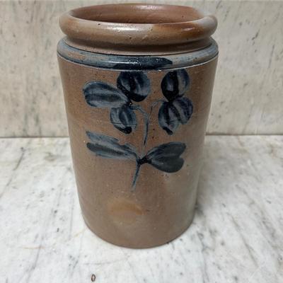 Antique Stoneware Cobalt Blue Crock