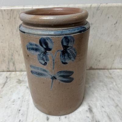 Antique Stoneware Cobalt Blue Crock