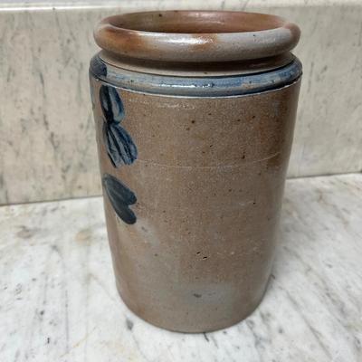Antique Stoneware Cobalt Blue Crock