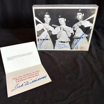 Joe DiMaggio, Mickey Mantle, and Ted Williams Autographed Photo (PBN-BM)