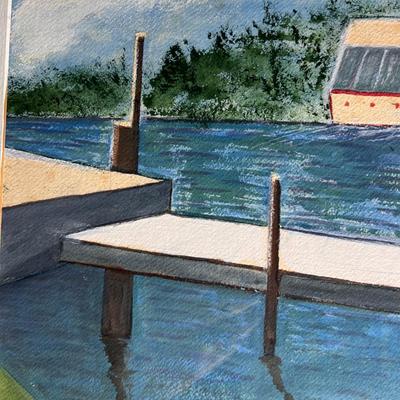Minimalist Boat & Jetty Framed Print (GB-RG)