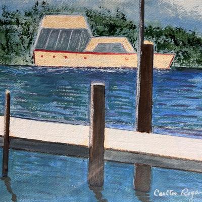 Minimalist Boat & Jetty Framed Print (GB-RG)