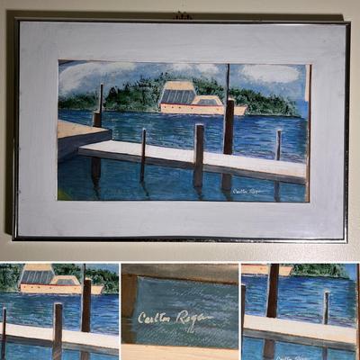Minimalist Boat & Jetty Framed Print (GB-RG)