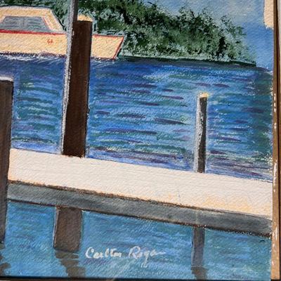 Minimalist Boat & Jetty Framed Print (GB-RG)