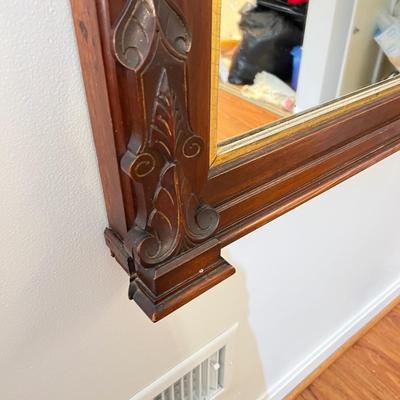 Vintage 5' Tall Ornate Carved Wood Mirror