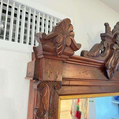 Vintage 5' Tall Ornate Carved Wood Mirror
