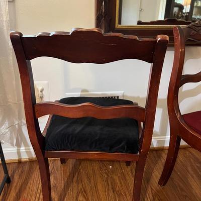 Vintage Pair of Rose Carved Wood Accent Chairs