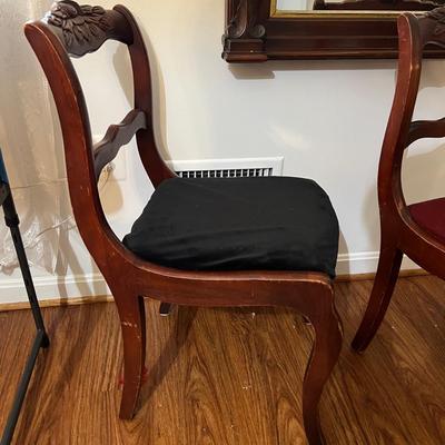 Vintage Pair of Rose Carved Wood Accent Chairs