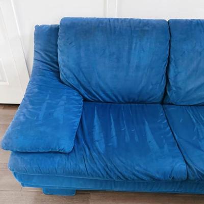 Vintage Postmodern 1980’s Cobalt Blue Sculptural Loveseat Sofa Couch Sofa by Natuzzi • Made in Italy