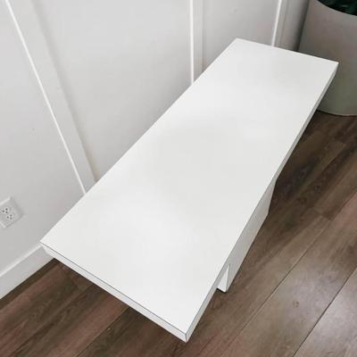 Vintage White Laminate Rectangular Pedestal Base Sofa Or Entry or Console Table Stand