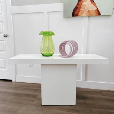 Vintage White Laminate Rectangular Pedestal Base Sofa Or Entry or Console Table Stand