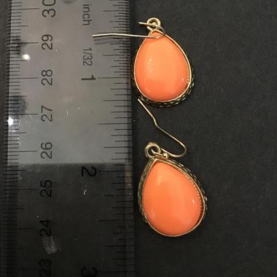 Faux peach stone dangle earrings