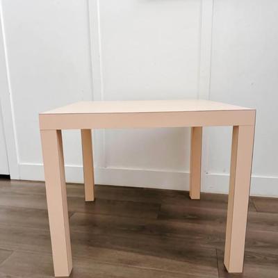 Vintage 1980’s Postmodern Peach Laminate Parsons Kids Size Dining Craft Table or Living Room Side Table (Chairs NOT for sale)
