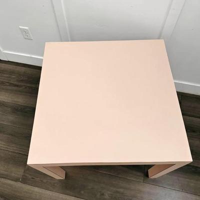 Vintage 1980’s Postmodern Peach Laminate Parsons Kids Size Dining Craft Table or Living Room Side Table (Chairs NOT for sale)