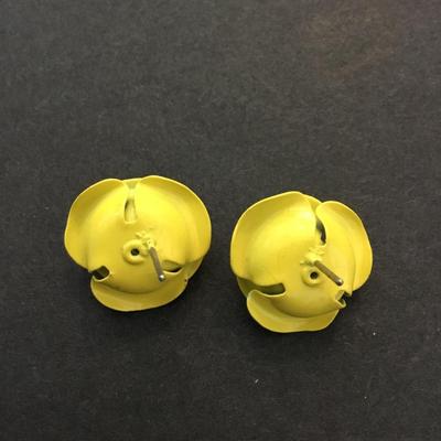 Vintage metal enamel, rose, flower, stud, earrings