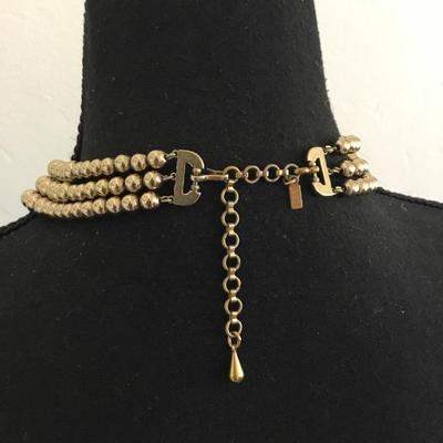 Beautiful, rare vintage Monet, three strand gold bead, choker necklace