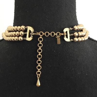 Beautiful, rare vintage Monet, three strand gold bead, choker necklace