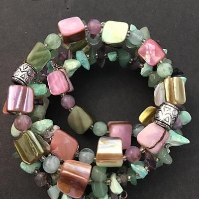 Pretty multicolor rock stone wrap bracelet