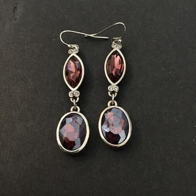 Pretty plum colored glass dangle earrings