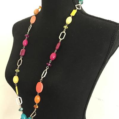 Premier design Multicolor glass long beaded necklace