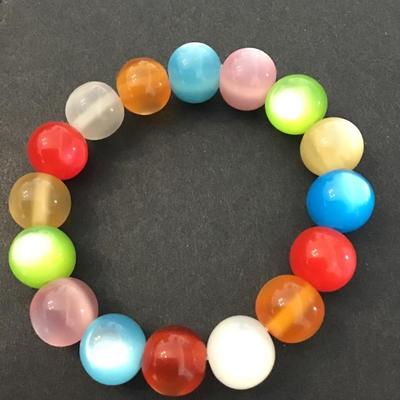 Beautiful vintage multicolor moon glow bead stretch bracelet