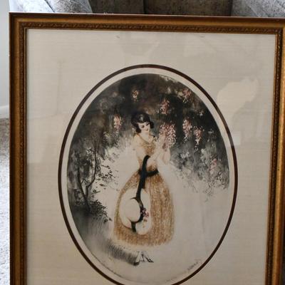 Framed Girl in Gold Dress Print