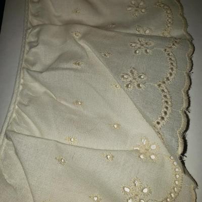 Light Cream Color Ruffled Gathered Embroidered Eyelet Lace