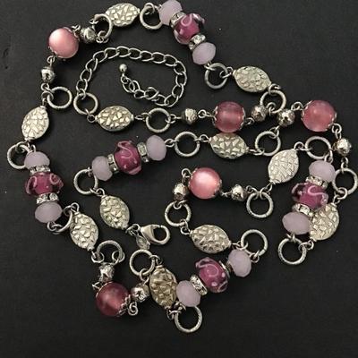 Purple premier design glass beaded necklace