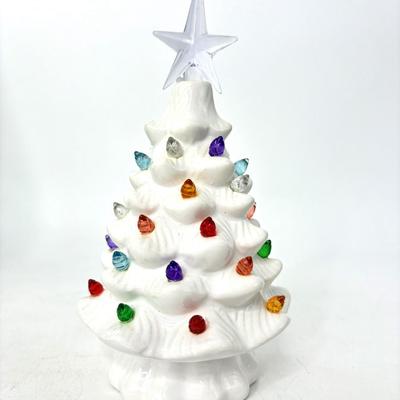 Set of 2 Ceramic Light-up Christmas Trees