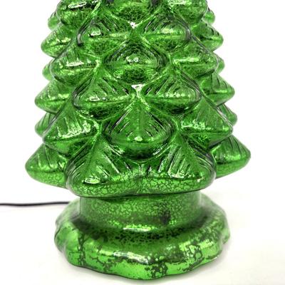 Set of 2 Ceramic Light-up Christmas Trees