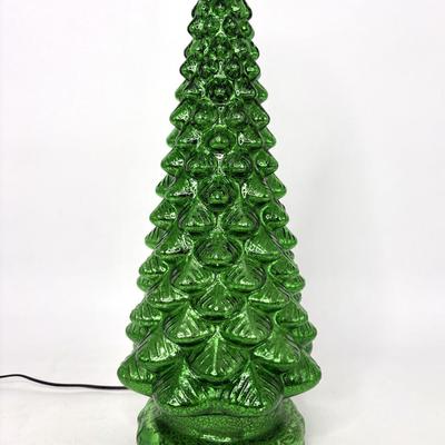 Set of 2 Ceramic Light-up Christmas Trees