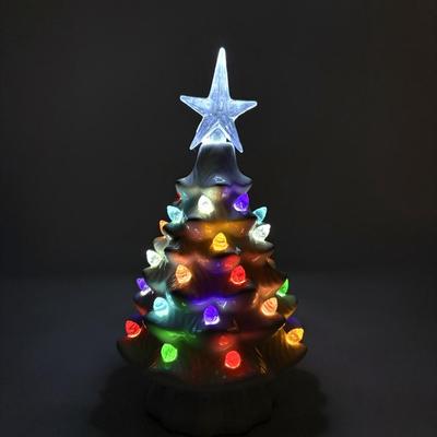 Set of 2 Ceramic Light-up Christmas Trees