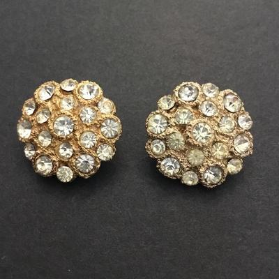 Vintage rhinestone gold tone clip on earrings