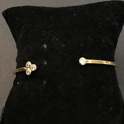 Dainty gold toned rhinestone cuff bracelet