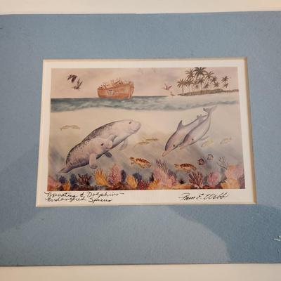 Signed Print of Manatees & Dolphins by Pam Webb