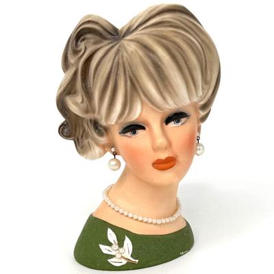 Napco Lady Head Vase Planter C7473